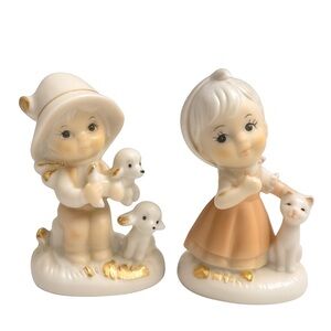 Vintage Giftcraft Peach Elegance Porcelain Figurines